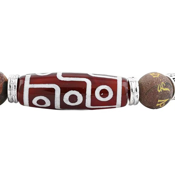 Nine Eye Dzi ✦ Picasso Jasper Stretch Bracelet ✦ 135ctw Adjustable Beaded 30mm - Picture 5 of 9